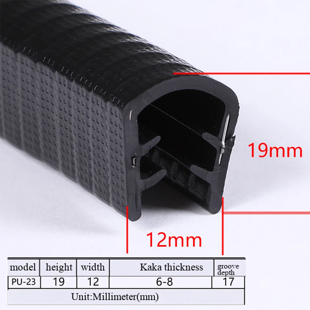 1M U-vormige rubberen afdichtstrip Rand Roestvrij stalen randafdichting Bescherming Deurafdichtingsstrip Auto Stofdichte veiligheidsafdichtingen Strips