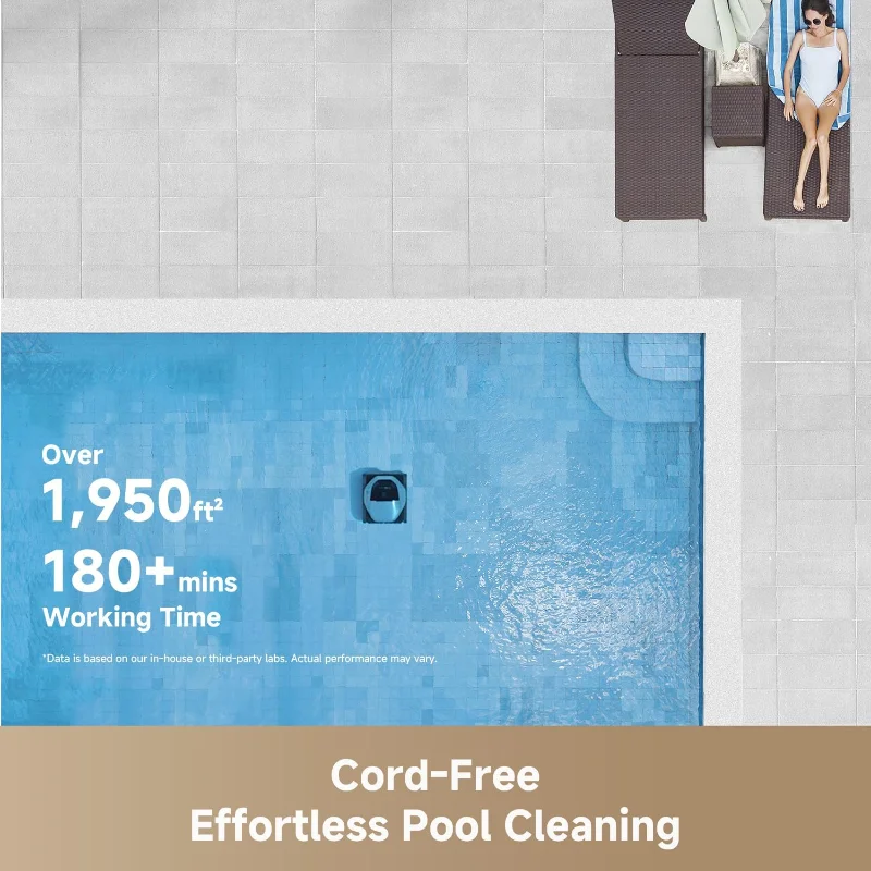 منظف حمام السباحة الآلي اللاسلكي DREAME Z1، شفط 8000 GPH، تنظيف الأرضيات والجدار والخطوط المائية، مكنسة حمام السباحة الأوتوماتيكية