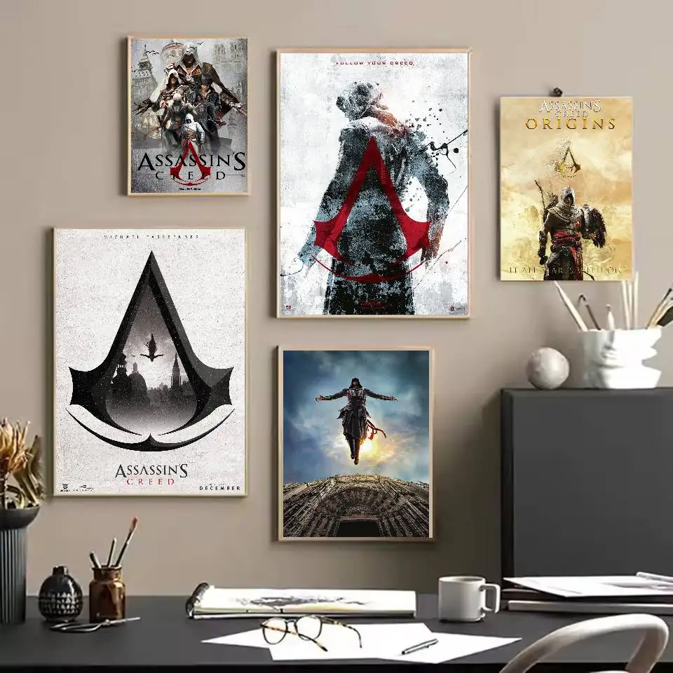 لعبة A-A-Assassin S C-CreedS ملصق ذاتي اللصق فني مقاوم للماء ورقة ملصق مقهى بار غرفة النوم جدار ديكور #4