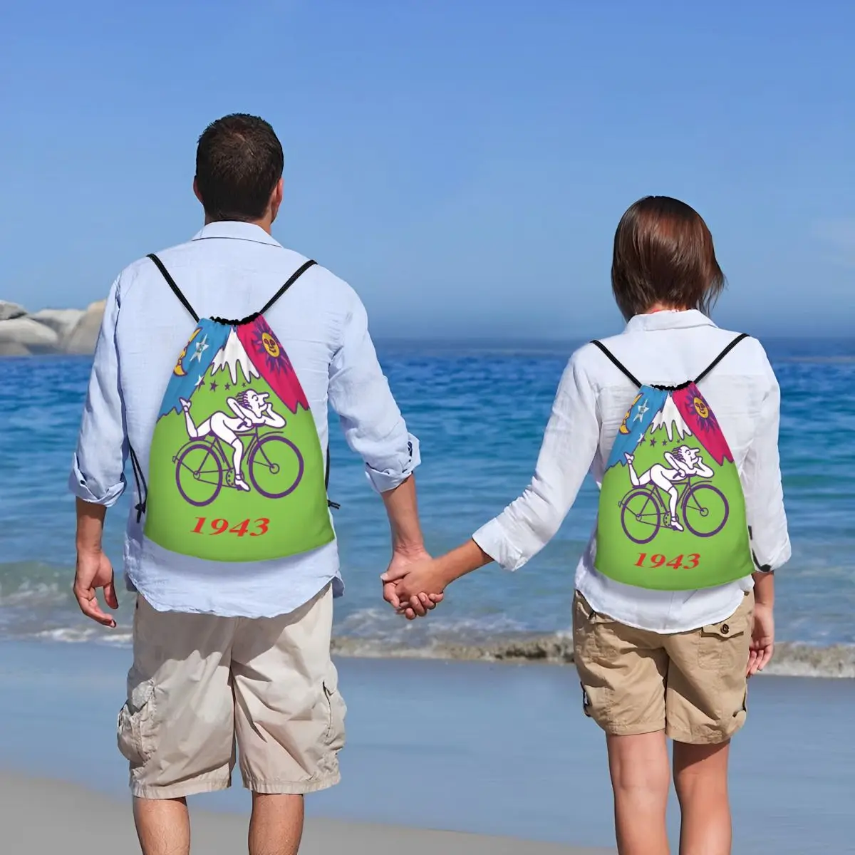 ألبرت هوفمان دراجة يوم LSD 1943 حقيبة ظهر برباط حقيبة رياضية للصالة الرياضية للنساء والرجال حقيبة تسوق حمضية