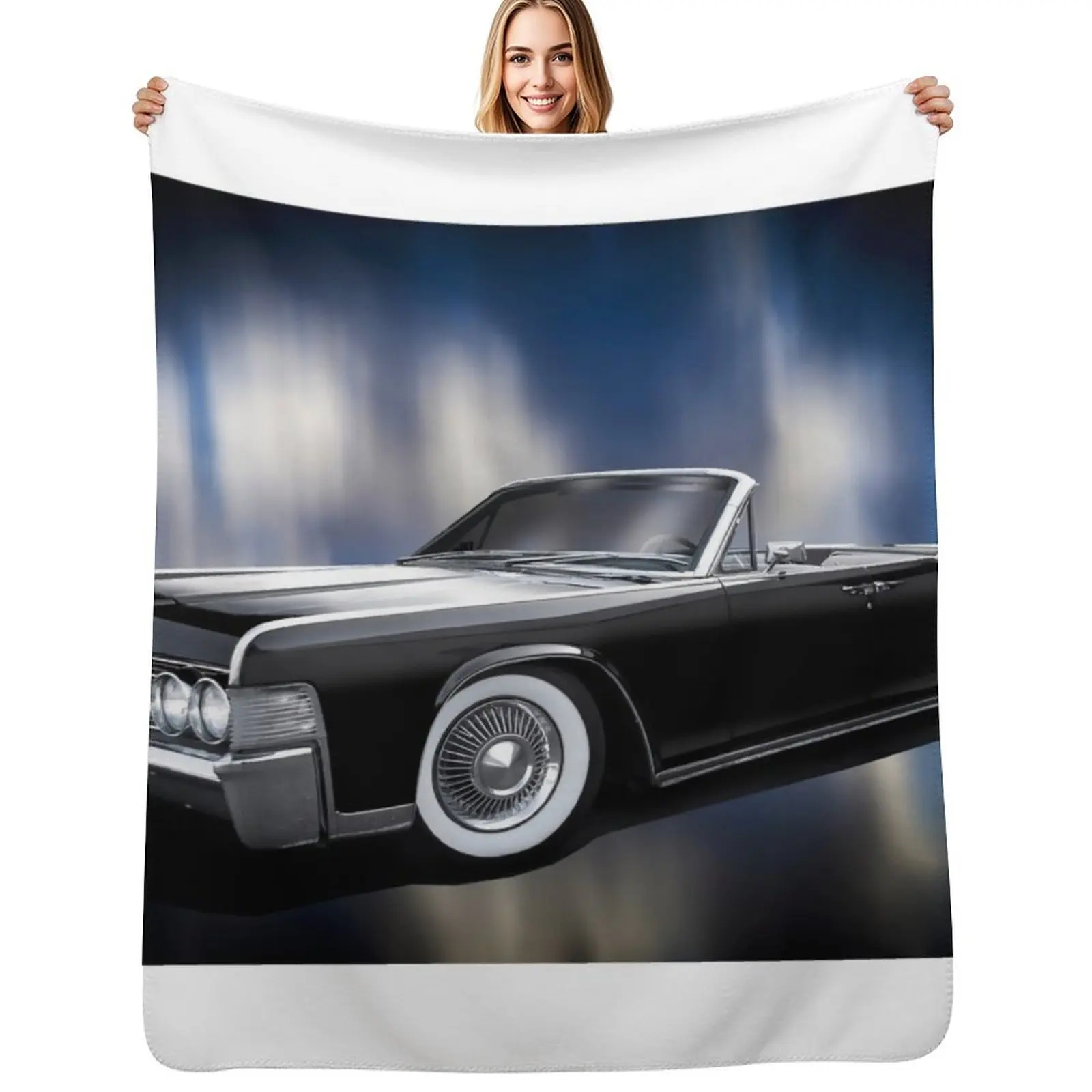 

1965 Lincoln Continental Convertible Throw Blanket Color Fast Cozy Throw Blanket