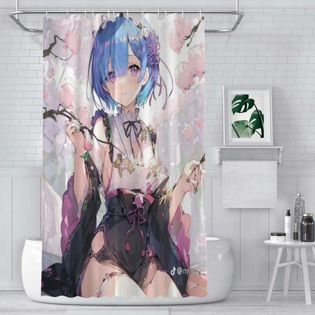 

Re0 Modern Fabric Bathroom Shower Curtains art design Print Curtain