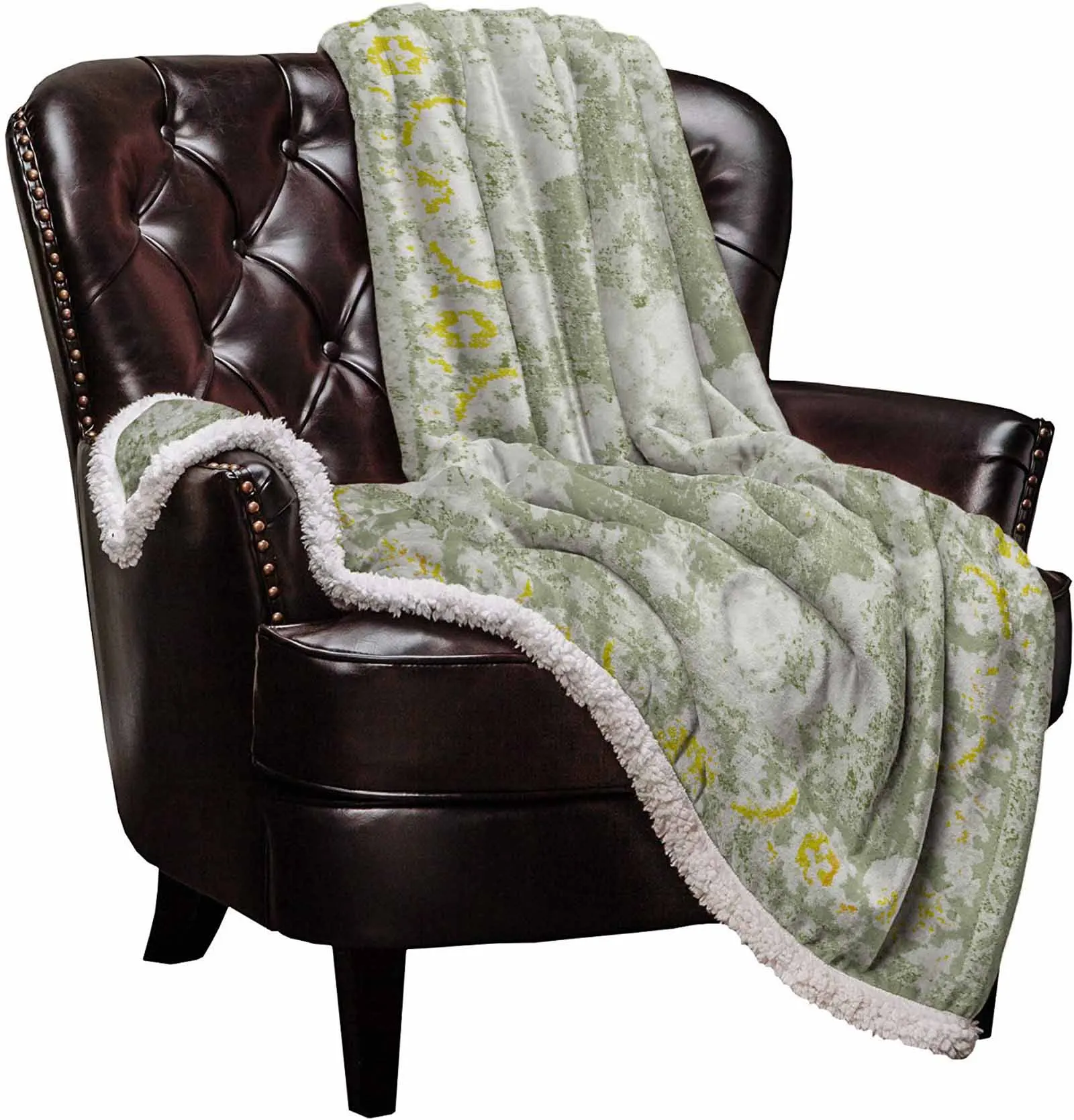 Carpet Texture Sage Green style double-layer thick winter blanket,soft and warm sheep wool crystal wool blanket,plush bed sheet