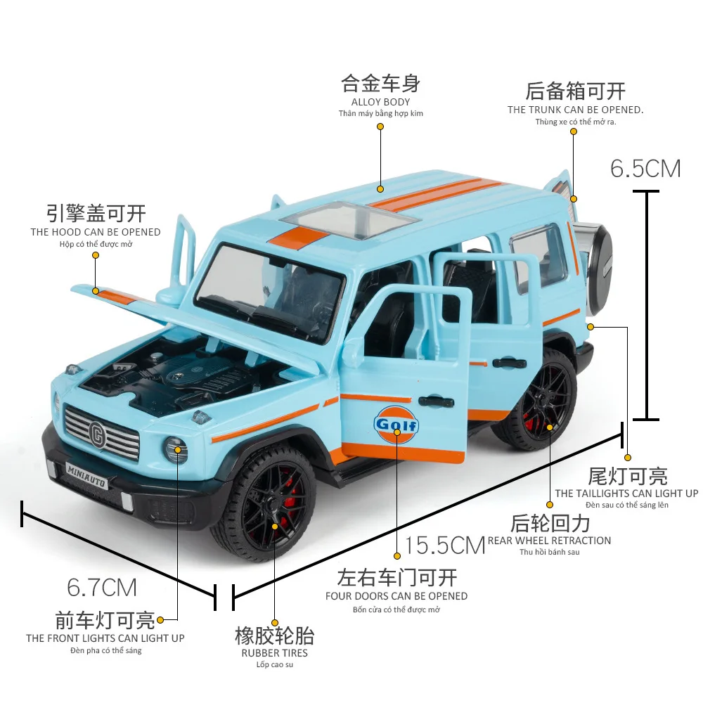 1:32 G500 SUV Off Road Modello di auto con suono e luce Collective Diecast Metal Car Toys Bambini Ragazzi Regalo