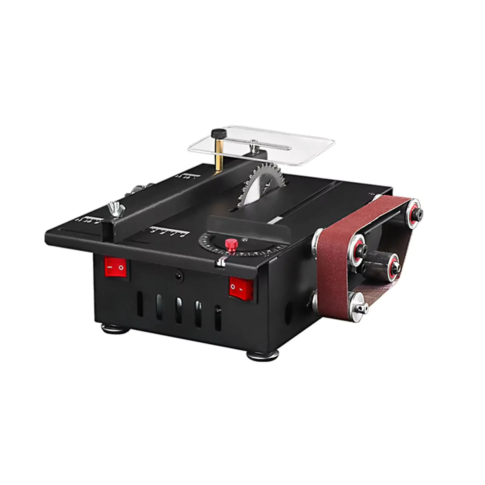 

200/600W Mini Bench Saw and Belt Sander ariabl Speed Circular Table Saw 30mm Cutting Depth DIY Benchtop Sanding Machine