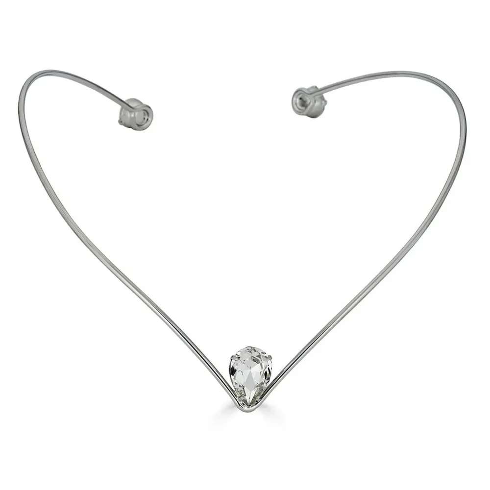 Fashion V Shape Forehead Headband Bohemian Bridal Hair Accessories Simple Water Drop Rhinestone Head Chain Wedding for Women