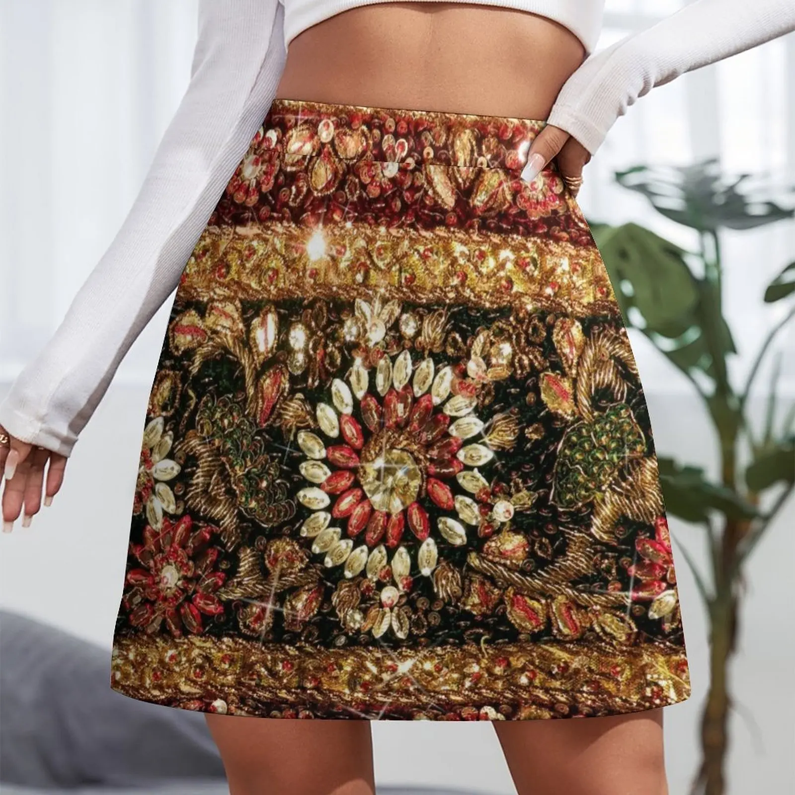 Beaded Indian Saree Photo Mini Skirt mini skirt for women korean skirt skirts for women