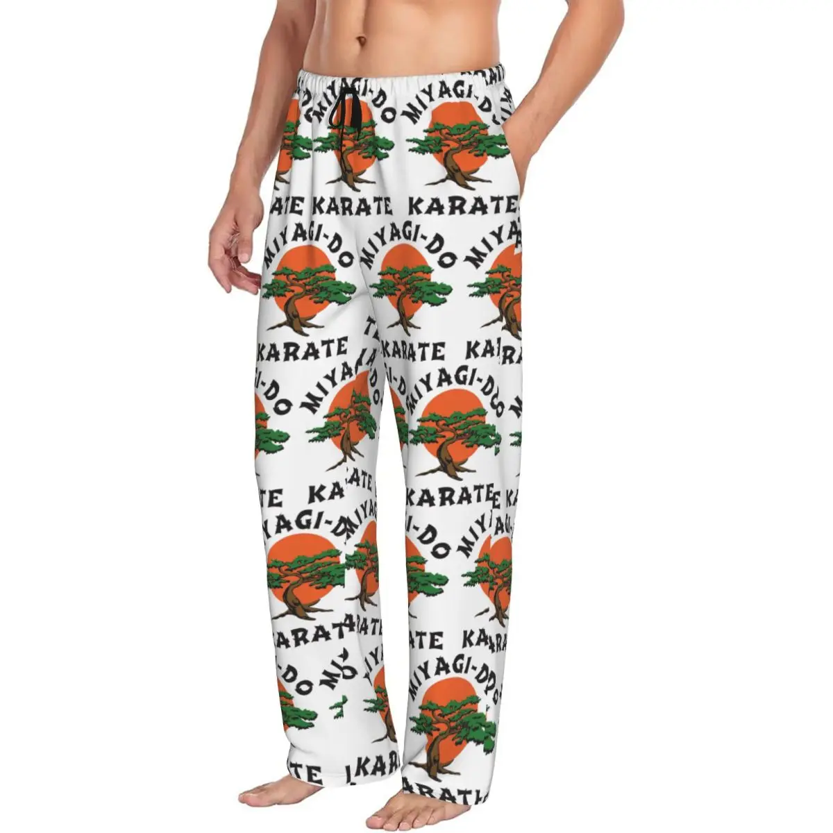 Custom Miyagi Do Jo Karate Martial Men Pajama Pants Lounge Sleep Sleepwear Bottoms with Pockets