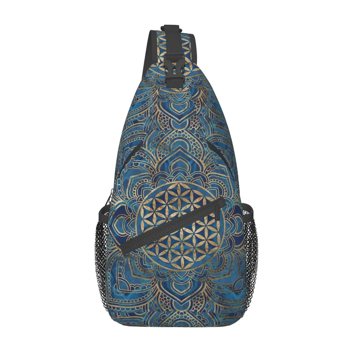 Lotus Mandala tas selempang tas dada kecil, ransel harian pola Bohemian Boho untuk perjalanan mendaki bersepeda