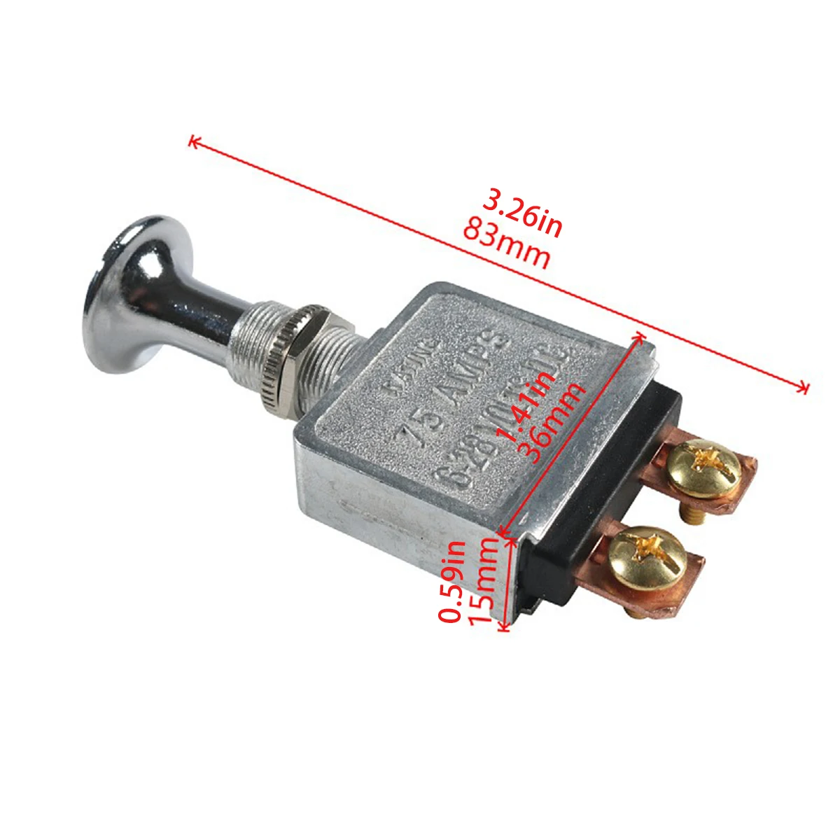 Heavy Duty Push-Pull Switch On/Off 75 AMP 6-28V DC 2 Position Spst On/Off for Automotive, Trucks