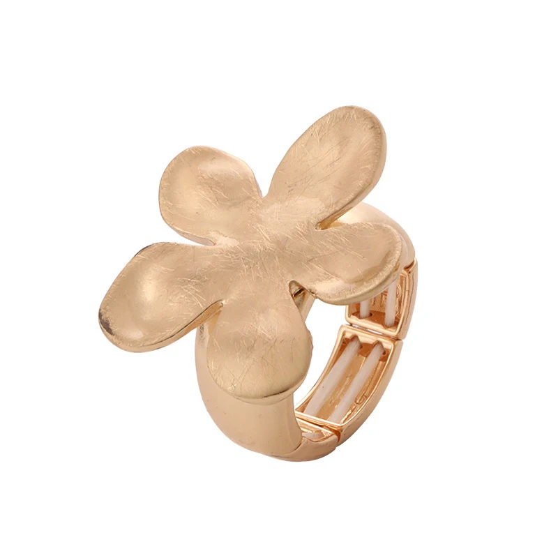 Fashion Light Luxury Big Flower Shape Open Rings Sweet Romantic Adjustable Ring Fine Jewelry For Women Girls Exaggerated Rings