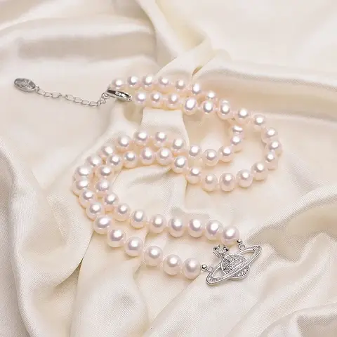 천연 담수 진주 나선형, 거의 둥근, 고광택, 약간의 결함, 토성 스타일, 보석 액세서리