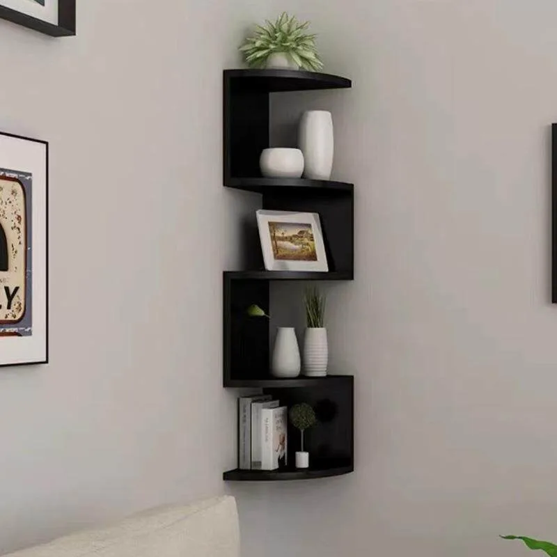 Wall shelf creative home wall corner triangular shelf wall hanging 5-layer semi-round baffle corner bookshelf