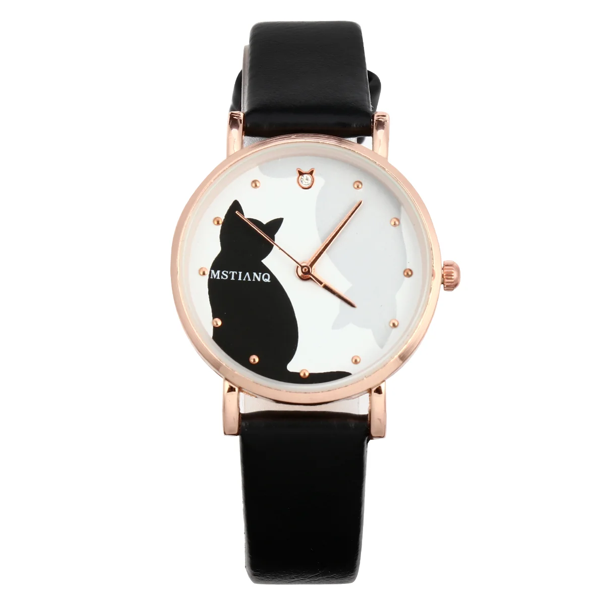 Reloj de pulsera de cuarzo con dibujos de imitación para gatos, esfera creativa encantadora de aleación de Zinc, relojes para niños y mujeres