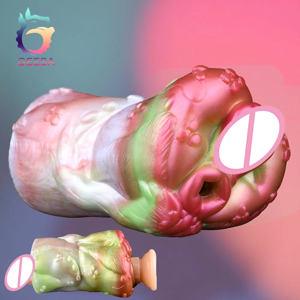 GEEBA 2in1 Artificial Horse Vagina Anal Silicone Pocket Pussy Stroker Throughout Male Masturbator Sex Toys for Men Penis Onahole