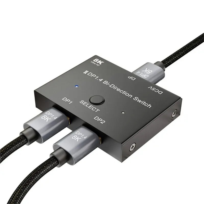M52K-For PC, Laptop, Monitor, Gaming, TV Compatible Video Converter Switch Box 2-In-1-Out 8K@ 30Hz 4K@ 120Hz Displayport 1.4 Swi