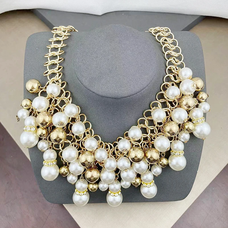 fnaf 2 Rupees Items New Big Chunky Chain Multi Layer Pearl Necklace  For Women 목걸이 Anime Collares Para Mujer Wedding Party