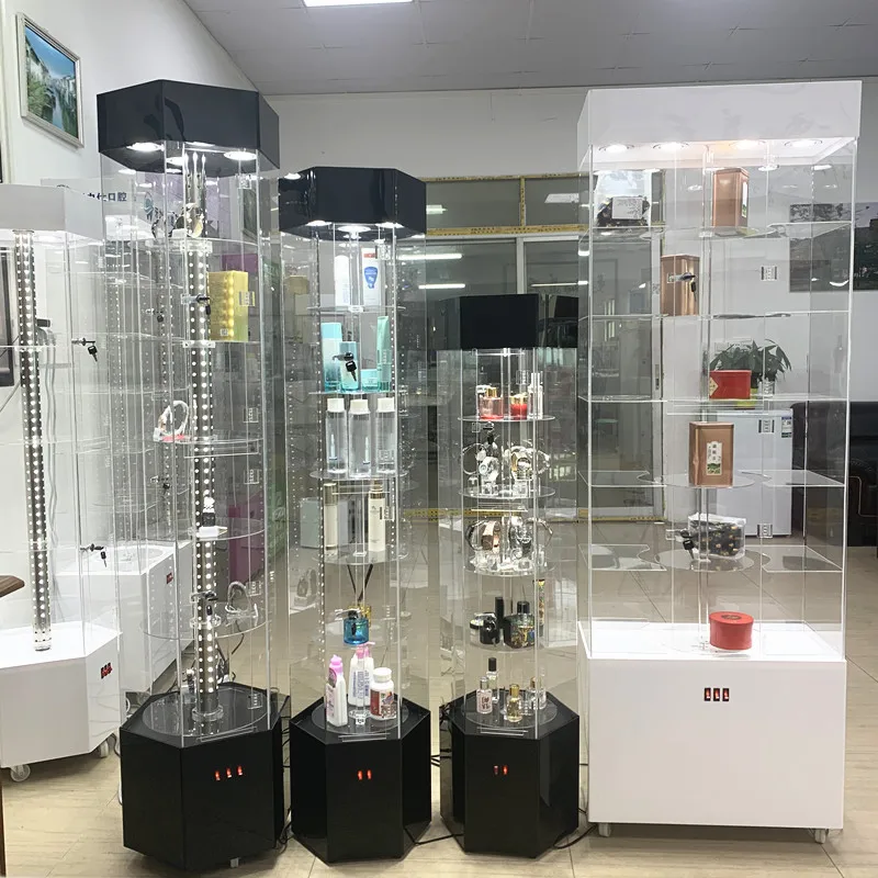Acrylic Clear Display Cabinet Rotating Beauty Salon Products Cosmetics Perfume Watch Glasses Dental Earrings Cabinet