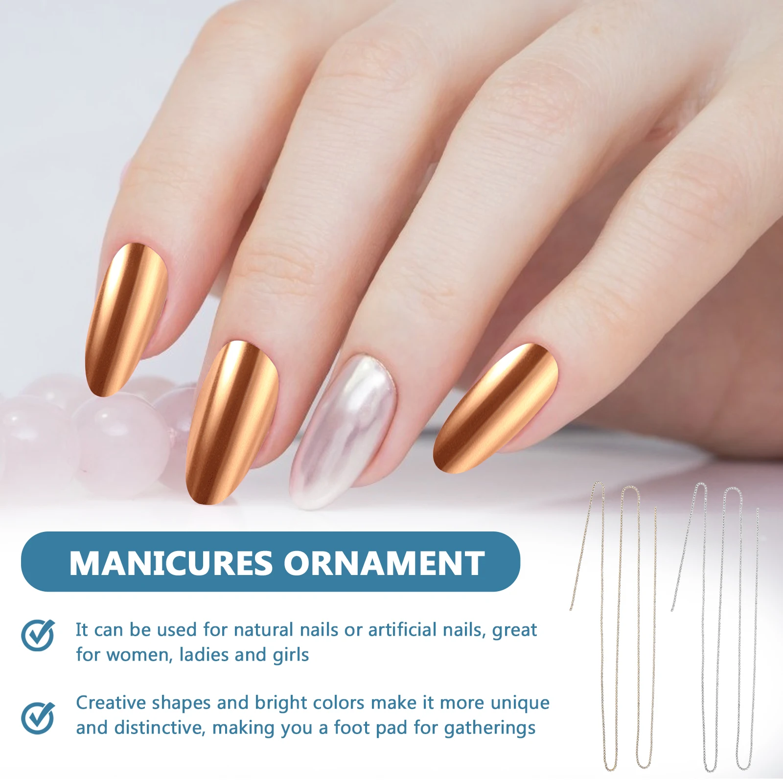 

2pcs Art Rhinestones Chain Shiny Manicures Ornament Chain Jewelry For Women Girls Decorative Nail Studs Diy Manicure Charms Nail