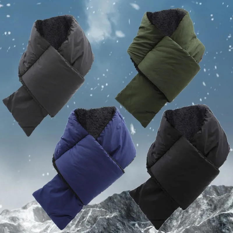 Outdoor Hiking Scarves Waterproof Down Scarfs Winter Keep Warm Neck Protection Women Men Camping Riding Down Cotton Scarf