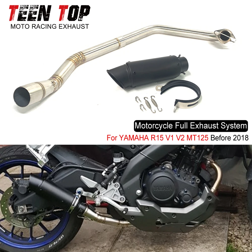 For YAMAHA R15 V1 V2 MT125 Exhaust Systems Stainless Steel 51mm Motorcycle Escape Front Link Pipe V2 MT125 Before 2018 Tube