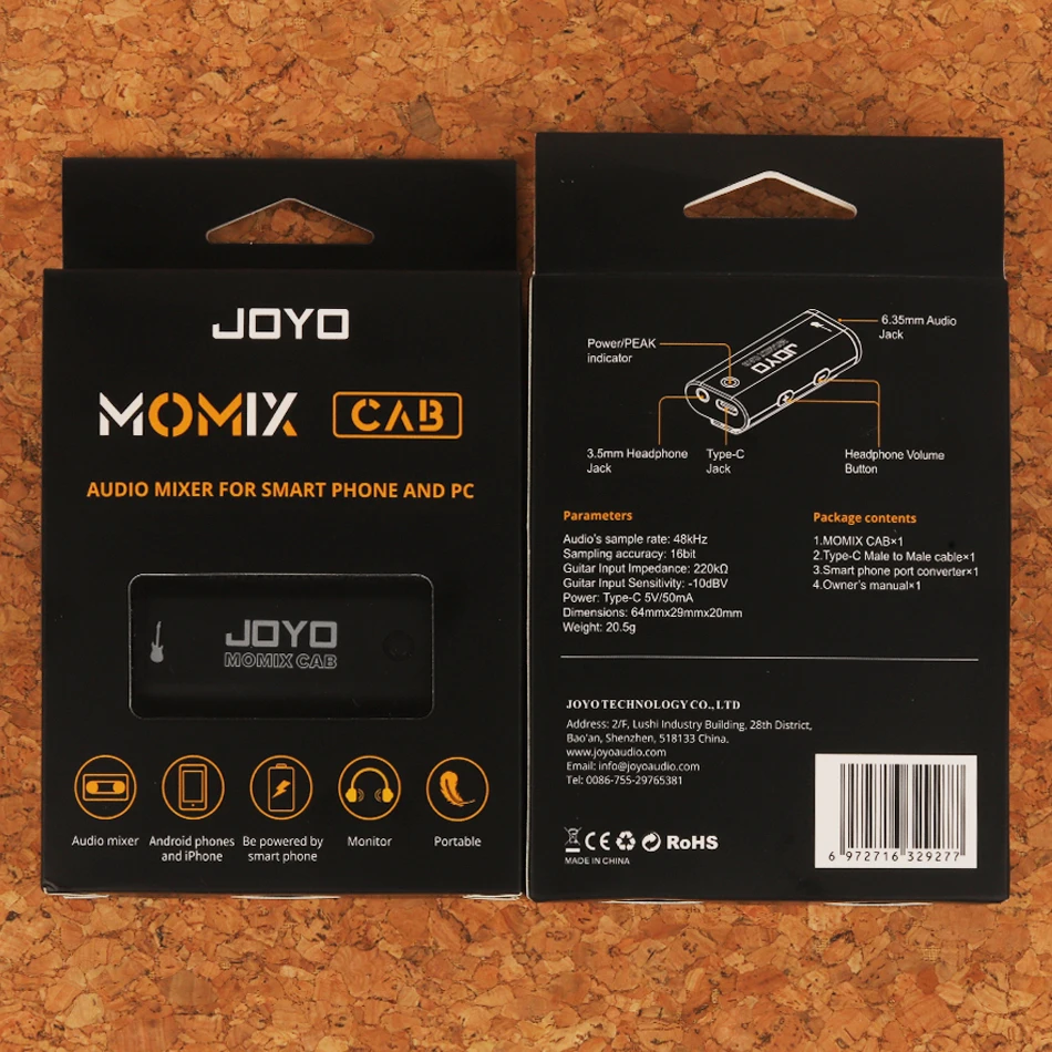 JOYO MOMIX CAB Portable Sound Card USB Conversion Interface Plug and Play Use for Guitar Bass Ukulele Guitalele Mini Audio Mixer
