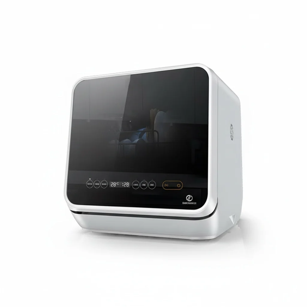 Countertop Dishwasher, Automatic Stainless Steel Inner, Mini Portable Dishwasher, 435x420x435mm, Tabletop Dishwasher for Home
