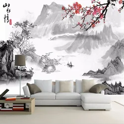 Custom Mural Wallpaper Chinese Style Landscape Ink Painting Fresco Living Room TV Sofa Bedroom Study Background Wall Home Decor
