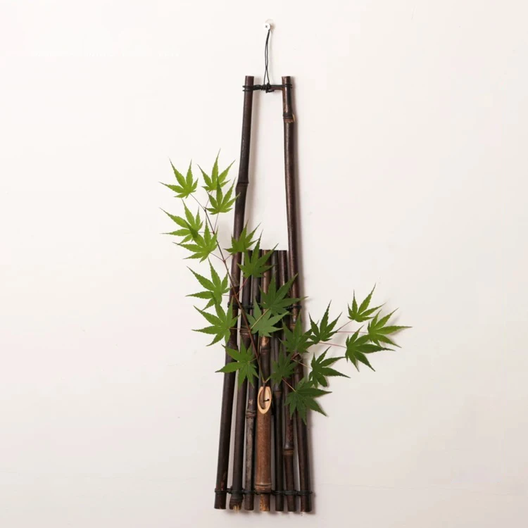 

Natural Bamboo Wall Hanging Planter Vase, Indoor Outdoor Plants Dried Flowers Holder Livingroom Bedroom Entry Home Garden Decor