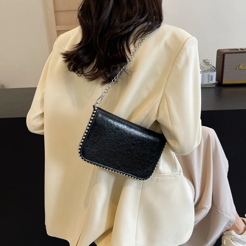 Small Chain Shoulder Bags for Women 2024 Korean Fashion New Trend Females Silver Crossbody Bag Y2K Handbags and Purses