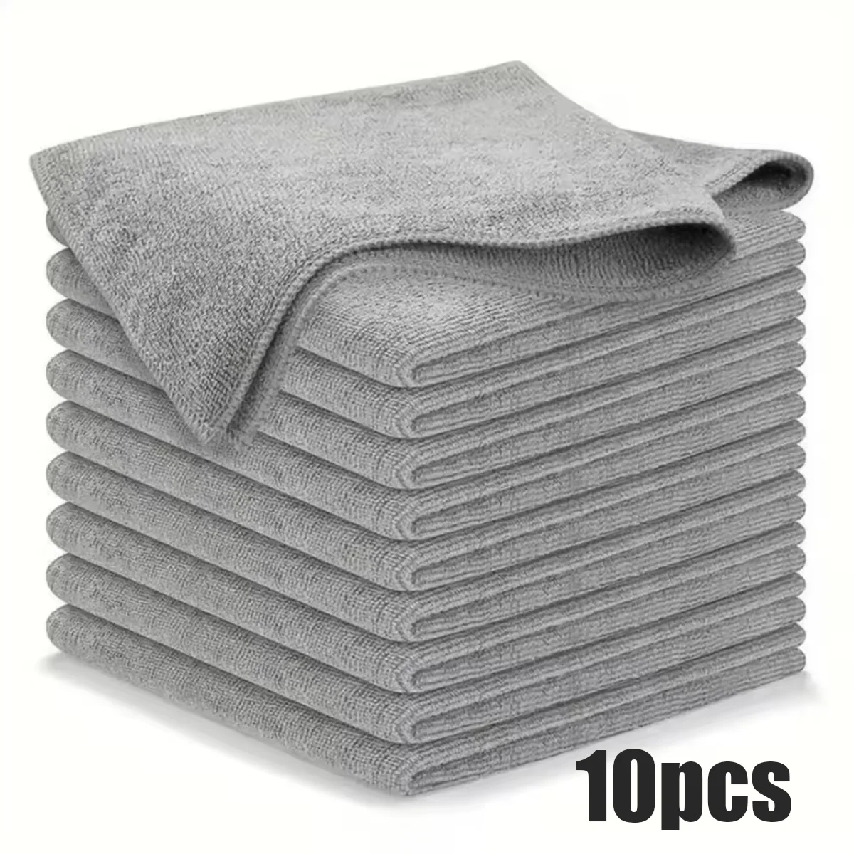 Microfiber Cleaning Cloth, Gray, 10 Pieces, 30x30inch Super Absorbent Heavy-Duty Towels, Washable 1200 Times, Car Cleaning, Mirror Polishing