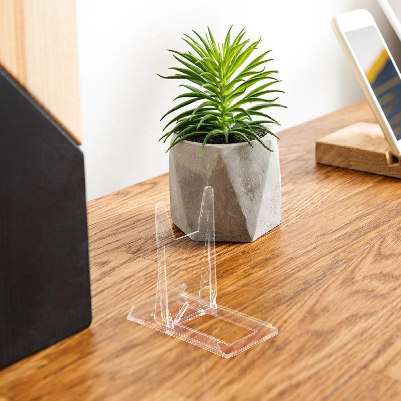 

12Pcs Clear Plastic Adjustable Display Easels Transparent Stand Holders for Pictures Business Cards Plates Wedding Sign Birthday