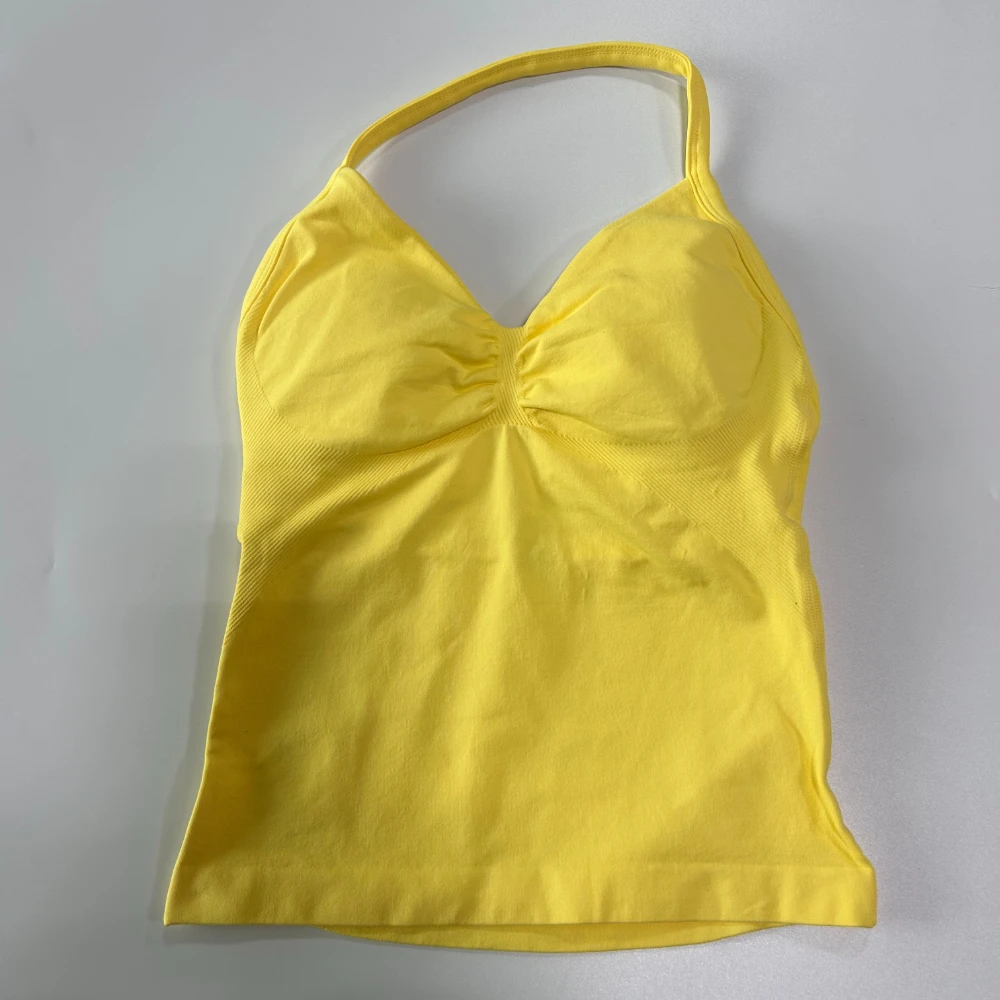 Pericic Longline Strappy Top Damen Nahtloses Yoga-Tanktop mit eingebautem BH, gerafftem Rücken, ärmelloses Shirt, Fitness-Oberteil – Detail 18