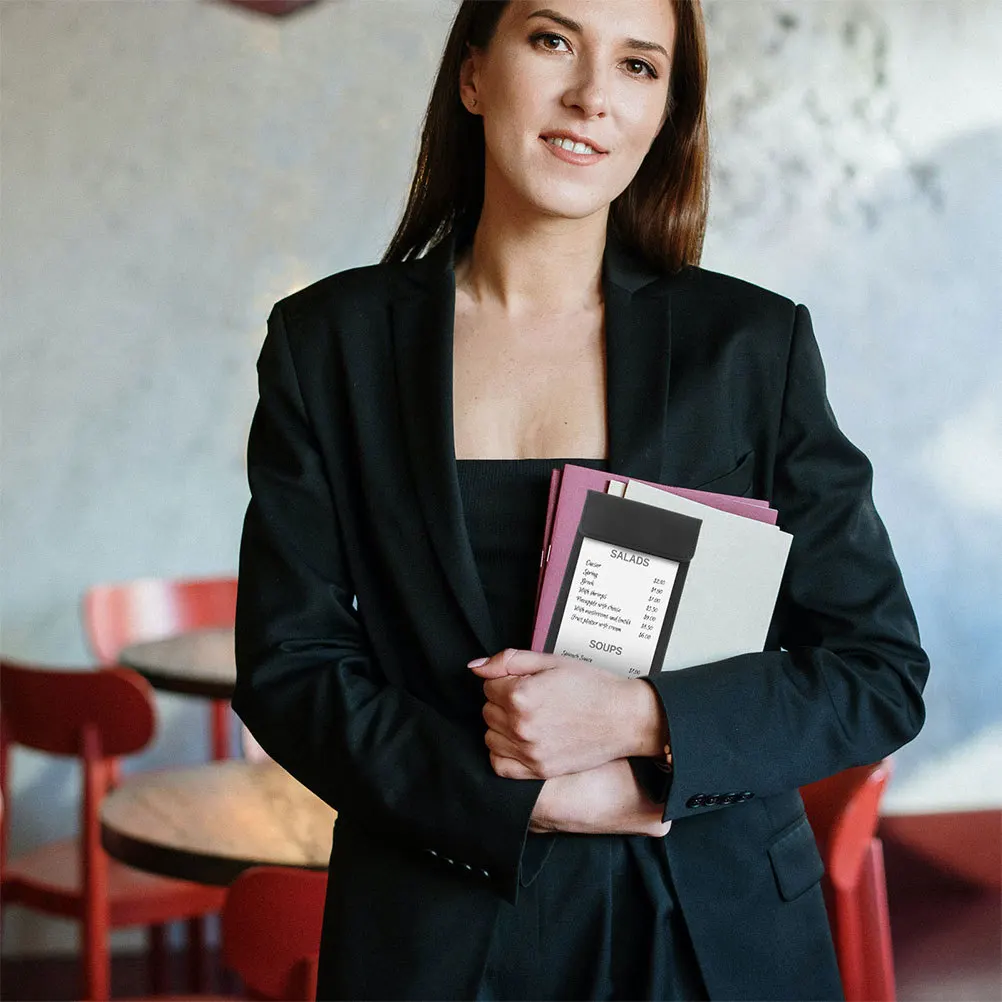 

2pcs Folder Check Presenter Textured Compact Design For Restaurant Hotel Guest Server Book Menu Holder Business Checkbook Cash