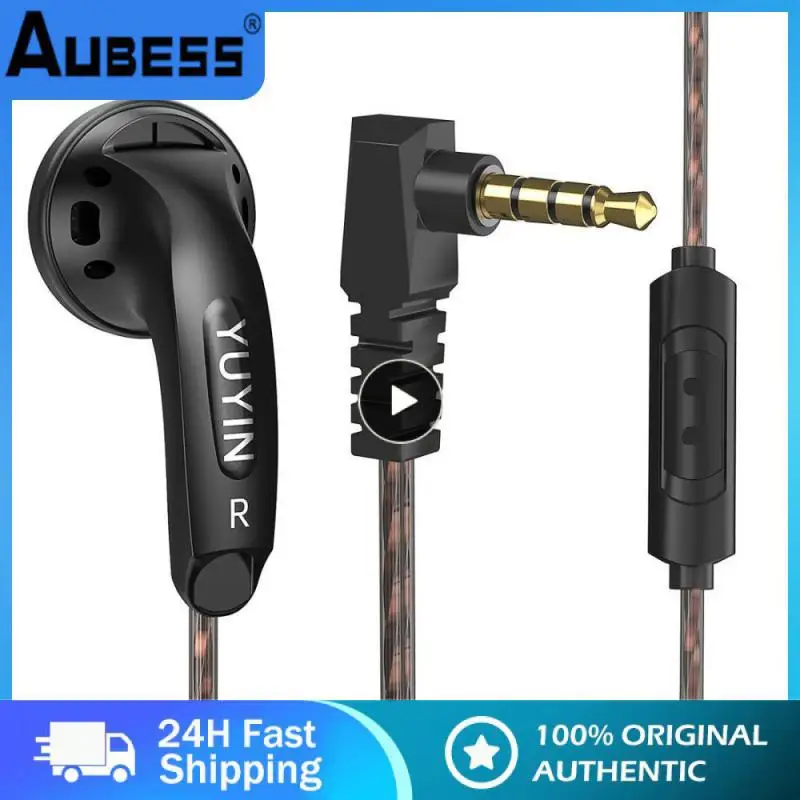 YD30 3.5mm HIFI Music Wired Earbud 15.4mm Dynamic Microphone Earphone Vido Classic Heavy Bass Flat Head Headphones