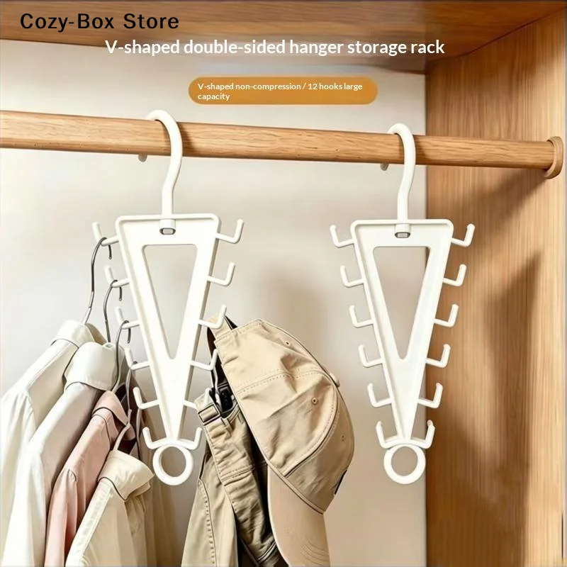 [ZY]1/2 PCS V Shaped Clothes Hanger Organizer With 12 Hooks Large Capacity Perfect Closet Storage Saves Space For Clothes Hats
