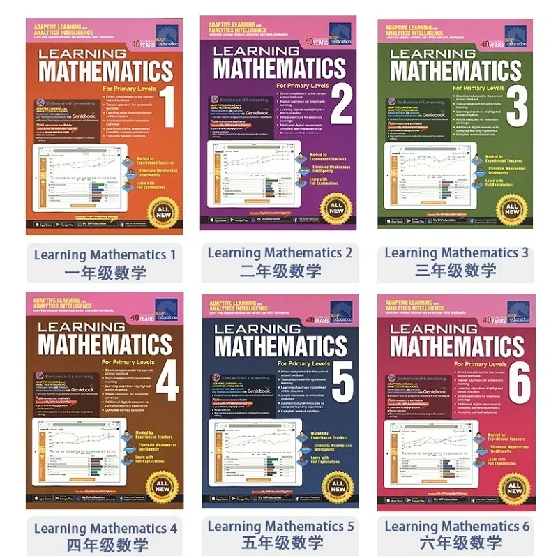 6 Books Set SAP Learning Mathematics Book Grade Children Learn Math Books Singapore Primary School Mathematics Textbook