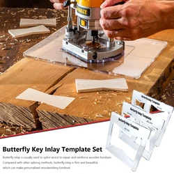 Practical Butterfly Inlay Template Portable Router Jig Template Wear Resistant Location Positioning Template Woodworking Tools