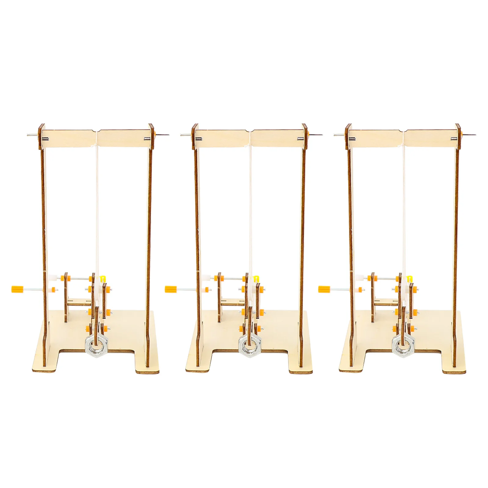 

3Sets Hand-Crank Crane Construction Kit Wooden Stem Experiment for Kids Mechanical Activity Unfinished