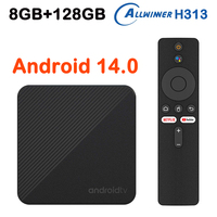 128GB H313 Smart TV Box Android 14 Quad Core Netflix Google AV1 H.265 4K Wifi6 BT5.0 8K Video HDR10+ Media Player Set Top Box