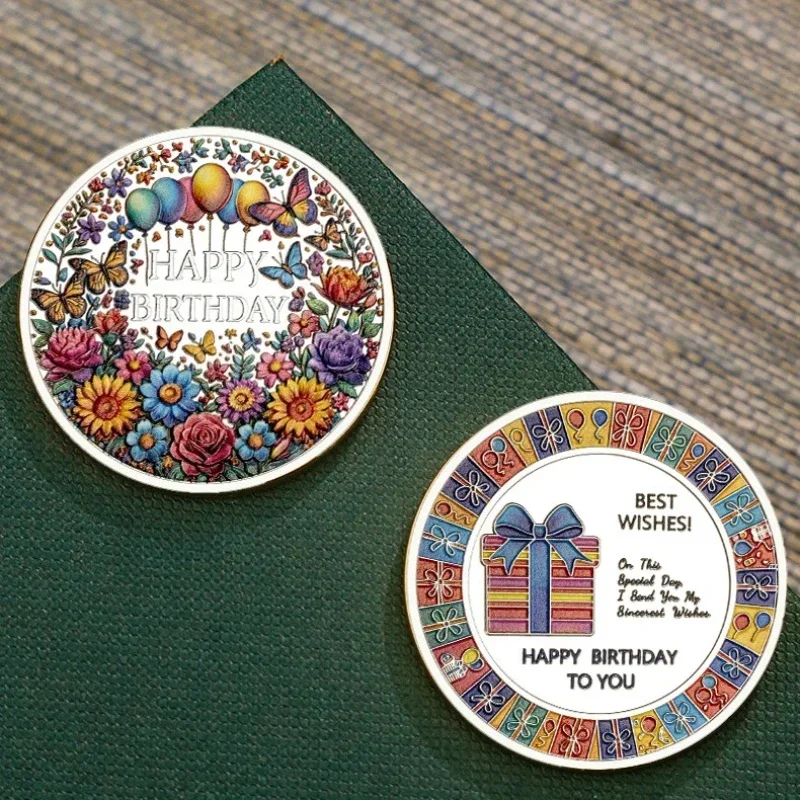 عملة تذكارية لعيد الميلاد السعيد مطلية بالذهب، عملات معدنية ملونة قابلة للجمع، هدايا عيد ميلاد للأصدقاء