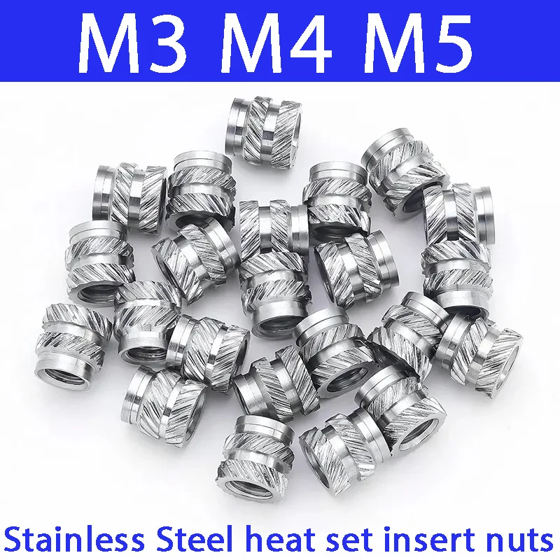 M3 M4 M5 Stainless Steel Heat Set Insert Nuts For 3d Printer Hot Melt Threaded Insertion Injection Molding Embedment Nut
