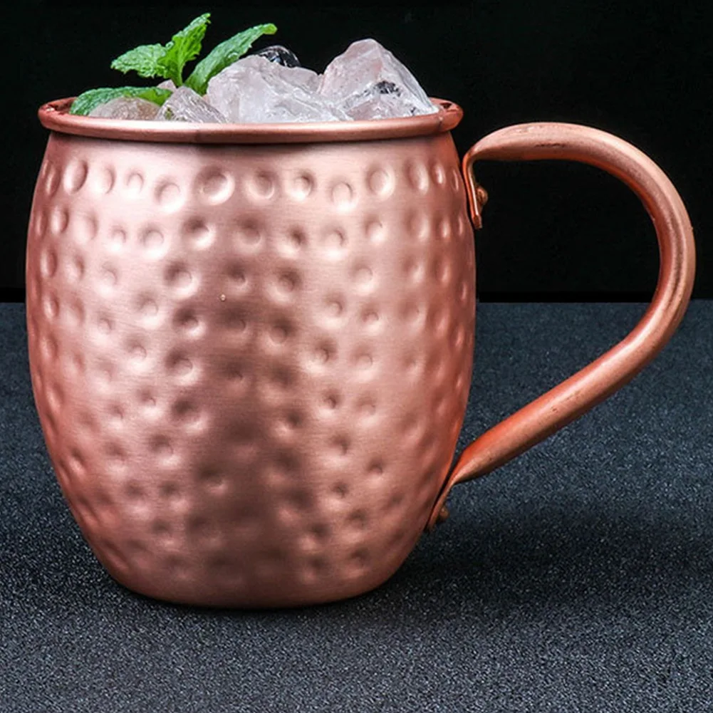 530ML 100% Pure Copper Mug Moscow Mule Mug Drum Cup Cocktail Cup Pure Copper Mug Restaurant Bar Cold Drink Cup, A