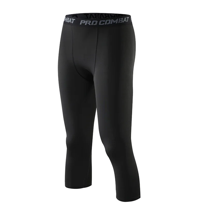 Calças justas dos homens de compressão Esportes Basquete Correndo Leggings 3/4 Comprimento Vestuário De Treinamento Sportswear Para Homens Calça Ginásio Fitness