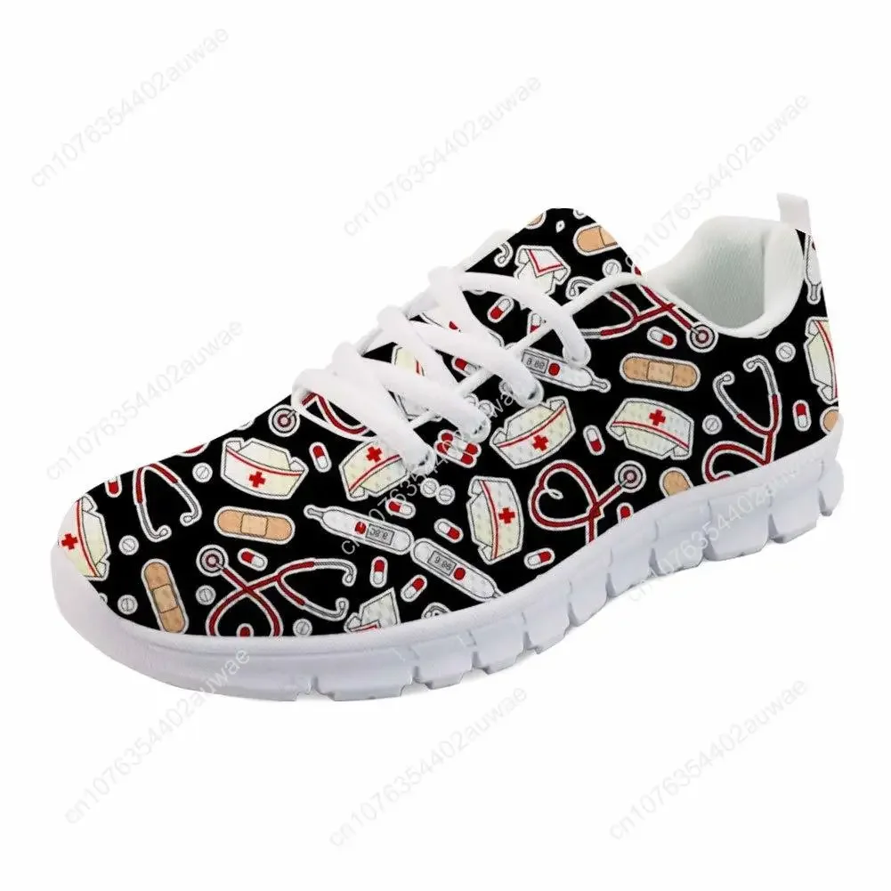 Scarpe da allattamento da donna Lady Cartoon Nurse Heart Beat Design Mesh Running Sneakers traspirante donna Soft Walking Zapato