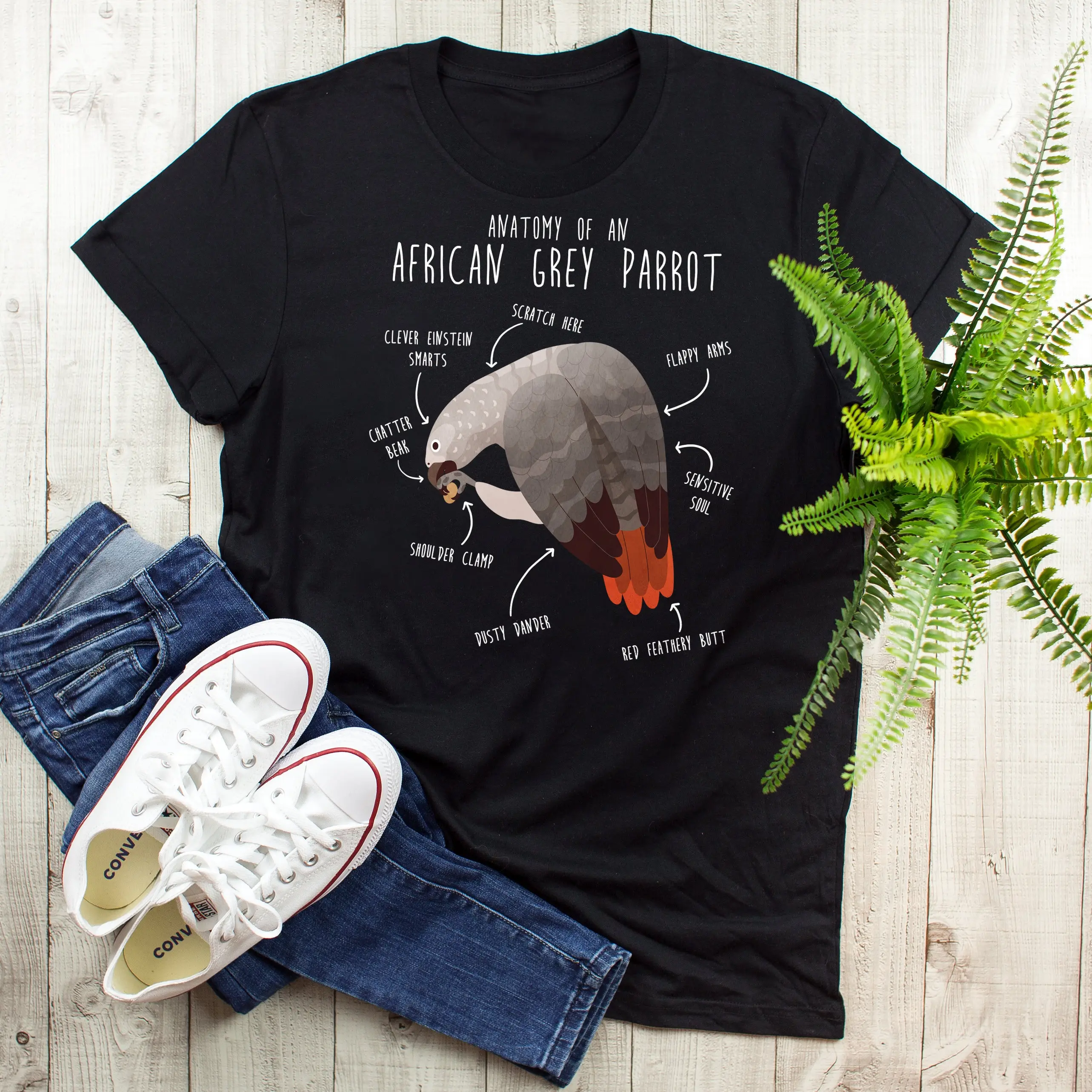 African Grey Parrot T Shirt Lover Cute Bird Gray Pet Cag Mom Dad Anatomy