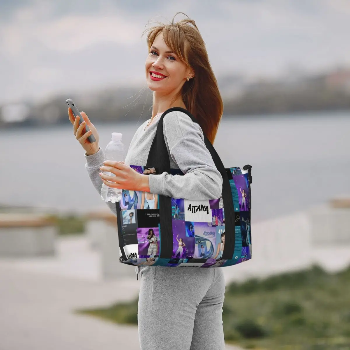 Bolso de mano personalizado de Beauty Aitanas para mujer, bolsas de viaje de playa para gimnasio y cantante español de gran capacidad