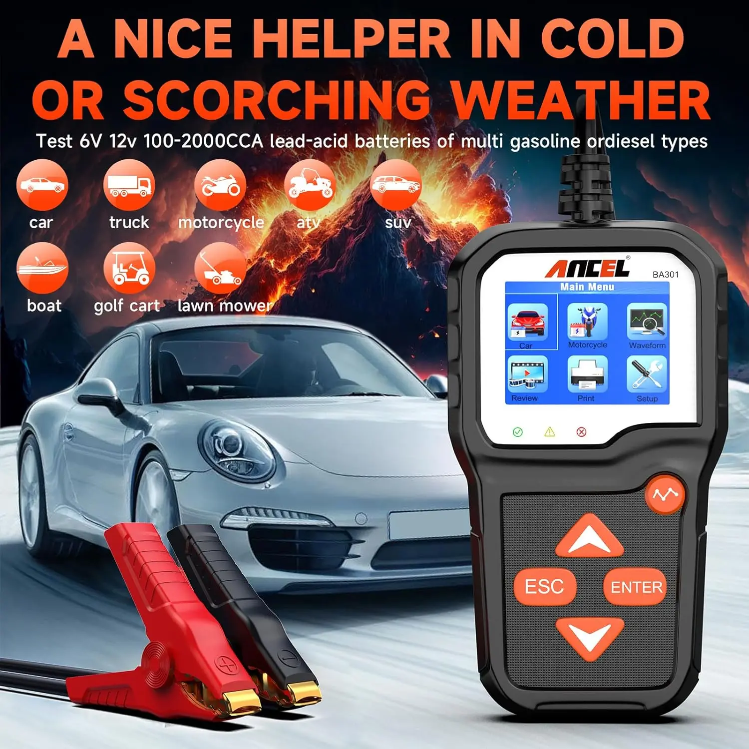 6V 12V 車用バッテリーテスター、100-2000 CCA 負荷テスター、自動車のクランキング充電システム、オートバイ、トラック用