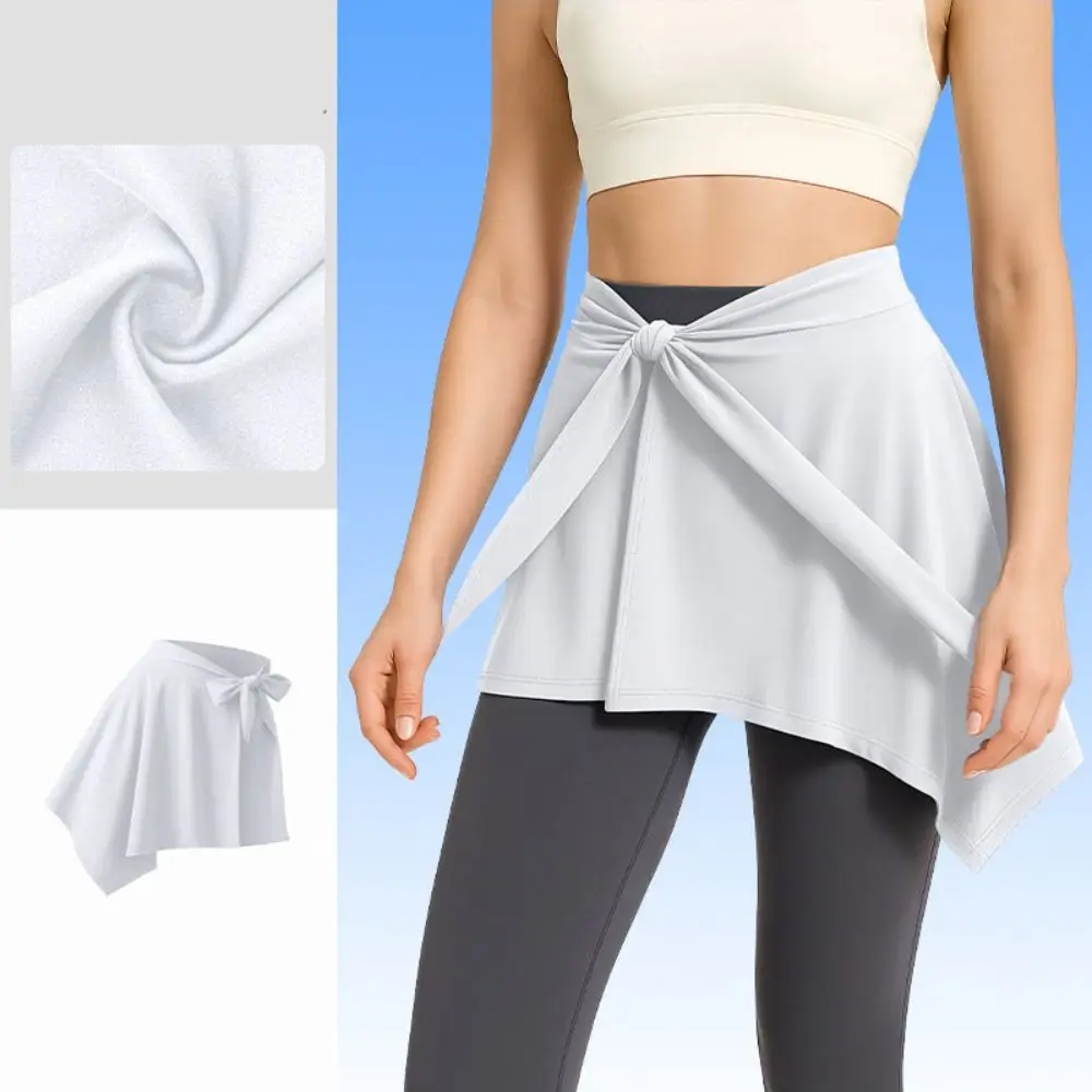 

Hip-Hiding Yoga Cover Buttock Skirt Solid Color Short Sports Anti-empty Skirt Bowknot Irregular Women Half Body Skirt Running