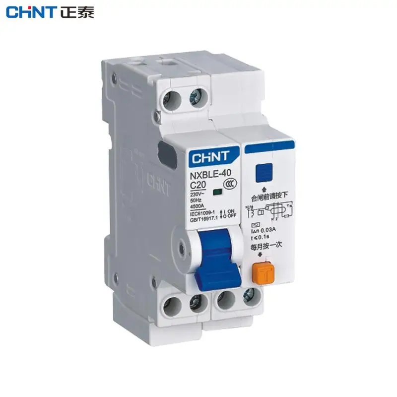

CHINT NXBLE-40 RCBO 1P+N Miniature Leakage Circuit Breaker Replace 6A 10A 16A 20A 25A 32A 40A 230V 50HZ Din Rail Circuit Breaker